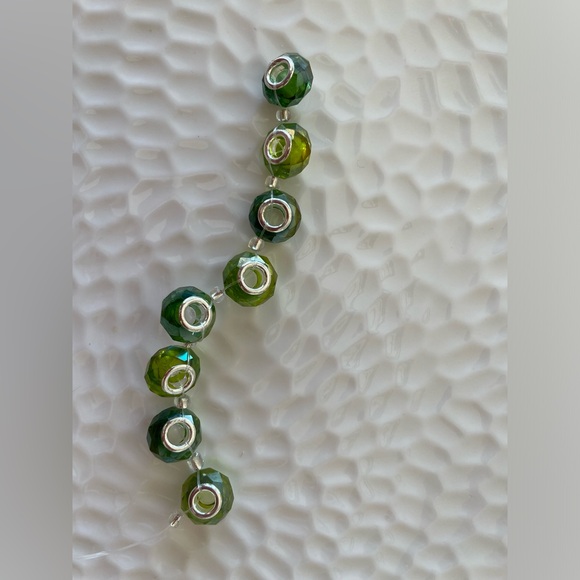 Mixed Green Multi Faceted Glass Bead Rondelles for Jewelry Craft Making - Picture 5 of 7